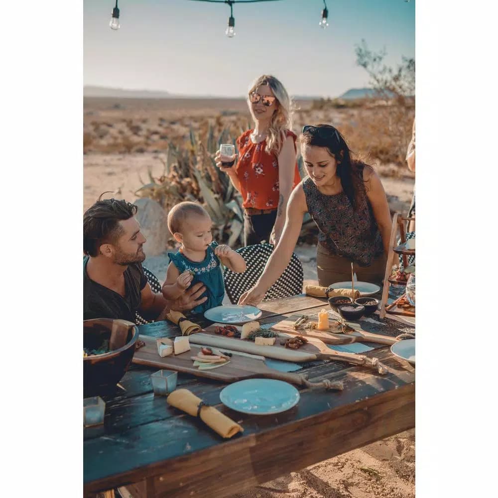 Picnic Time Artisan 30 in. Acacia Wood Serving Board with Live Edge and Hemp Rope Handle