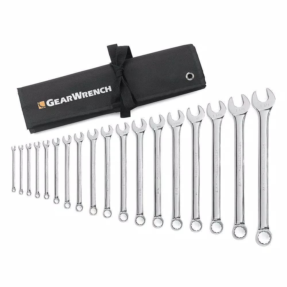 GEARWRENCH 18-Piece SAE Combination Wrench Set with Storage Roll
