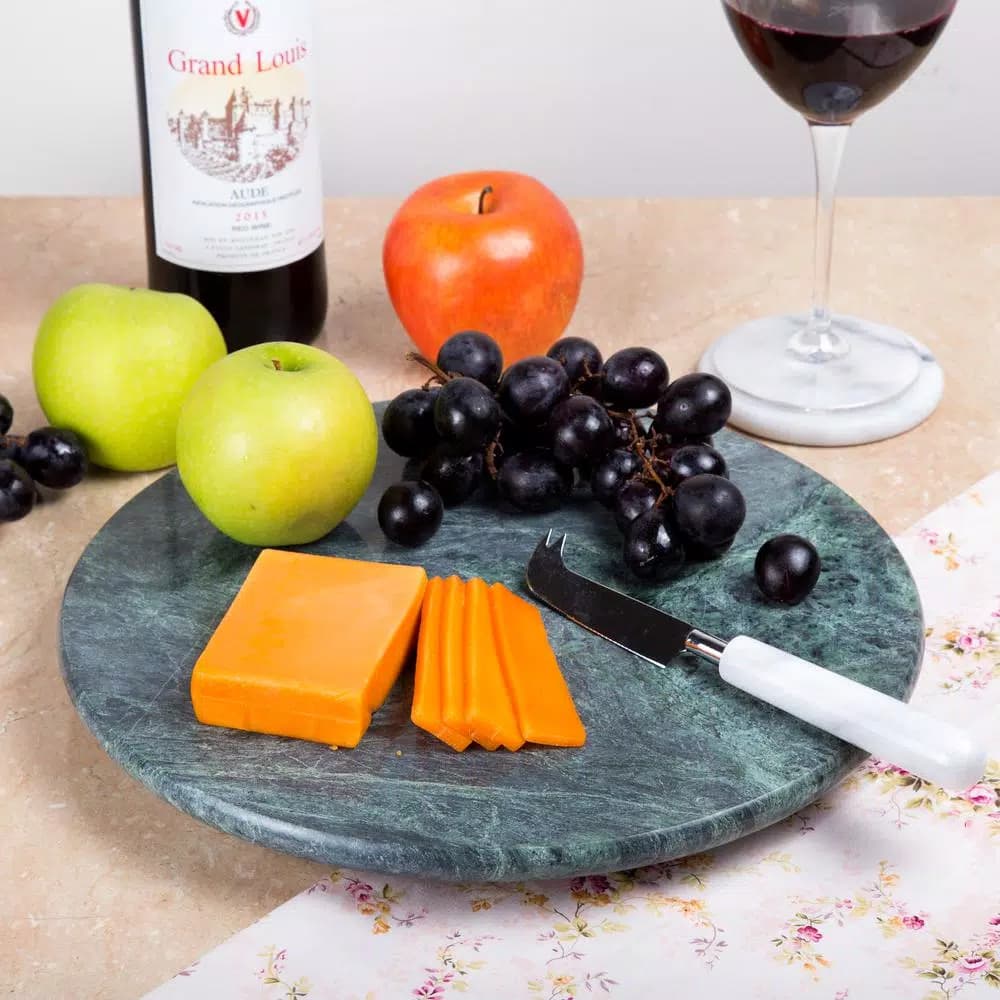 Creative Home Green Marble 12 in. Round Serving Board