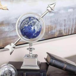 LITTON LANE Modern Reflections 14 in. Blue and Silver Decorative Aluminum and PVC Globe thumbnail 1