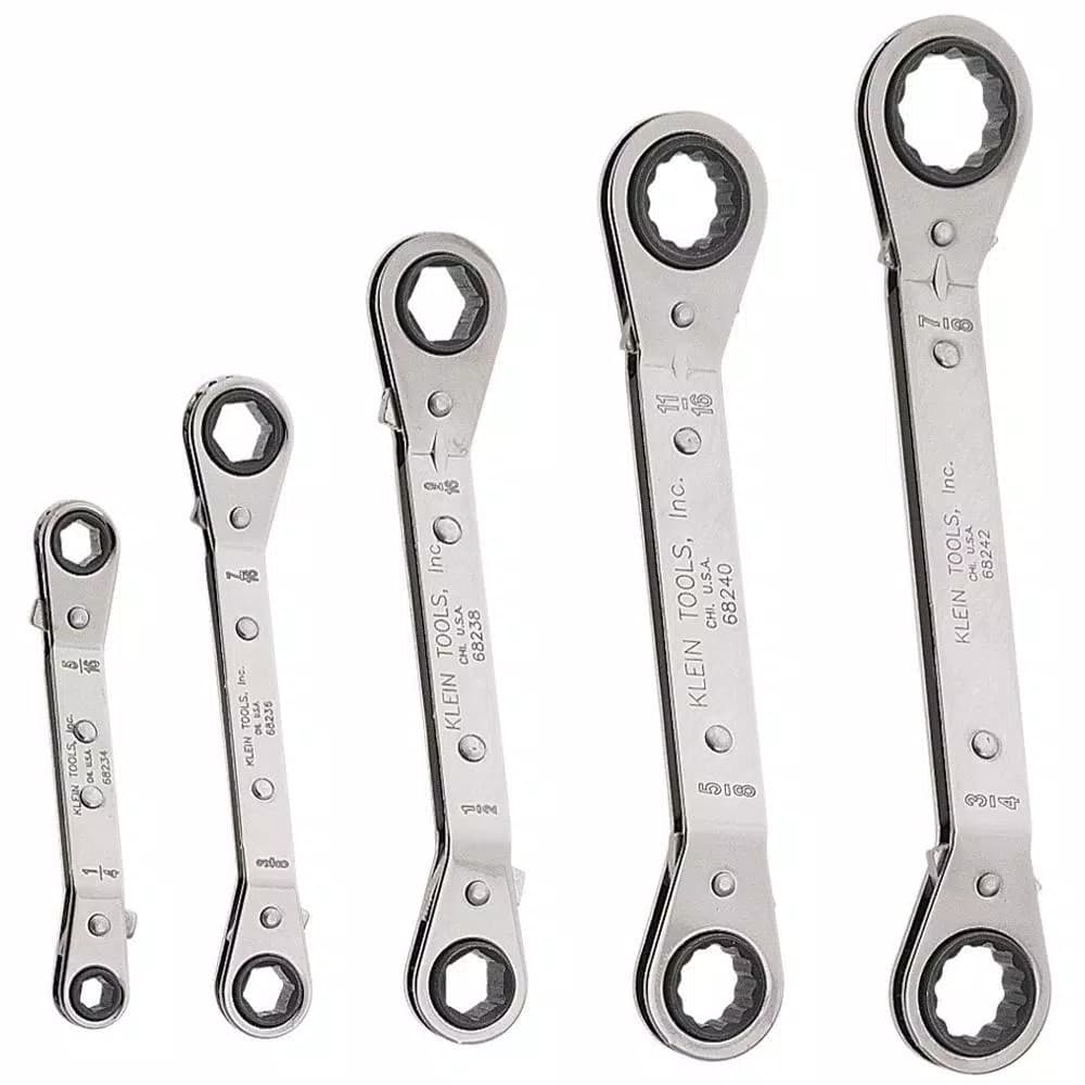 Klein Tools 5-Piece Reversible Ratcheting Offset Box Wrench Set