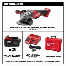 Milwaukee M18 FUEL 4-1/2" / 5" Cordless Angle Grinder Kit with (2) 5.0 Ah Batteries & Charger thumbnail 2