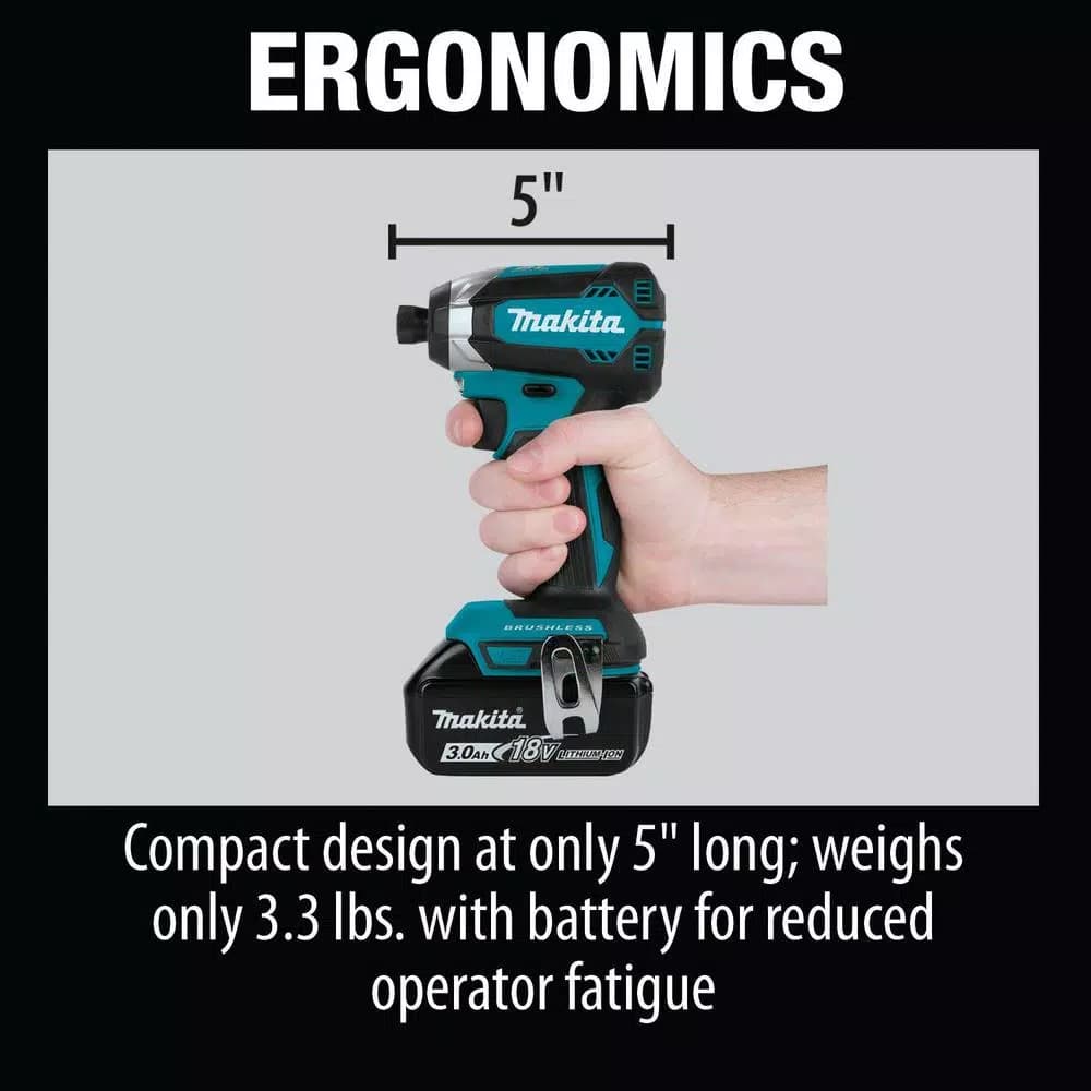 Makita 18V LXT Brushless Cordless 2-Piece Combo Kit with 3.0Ah Batteries, Drill/Driver and Impact Driver