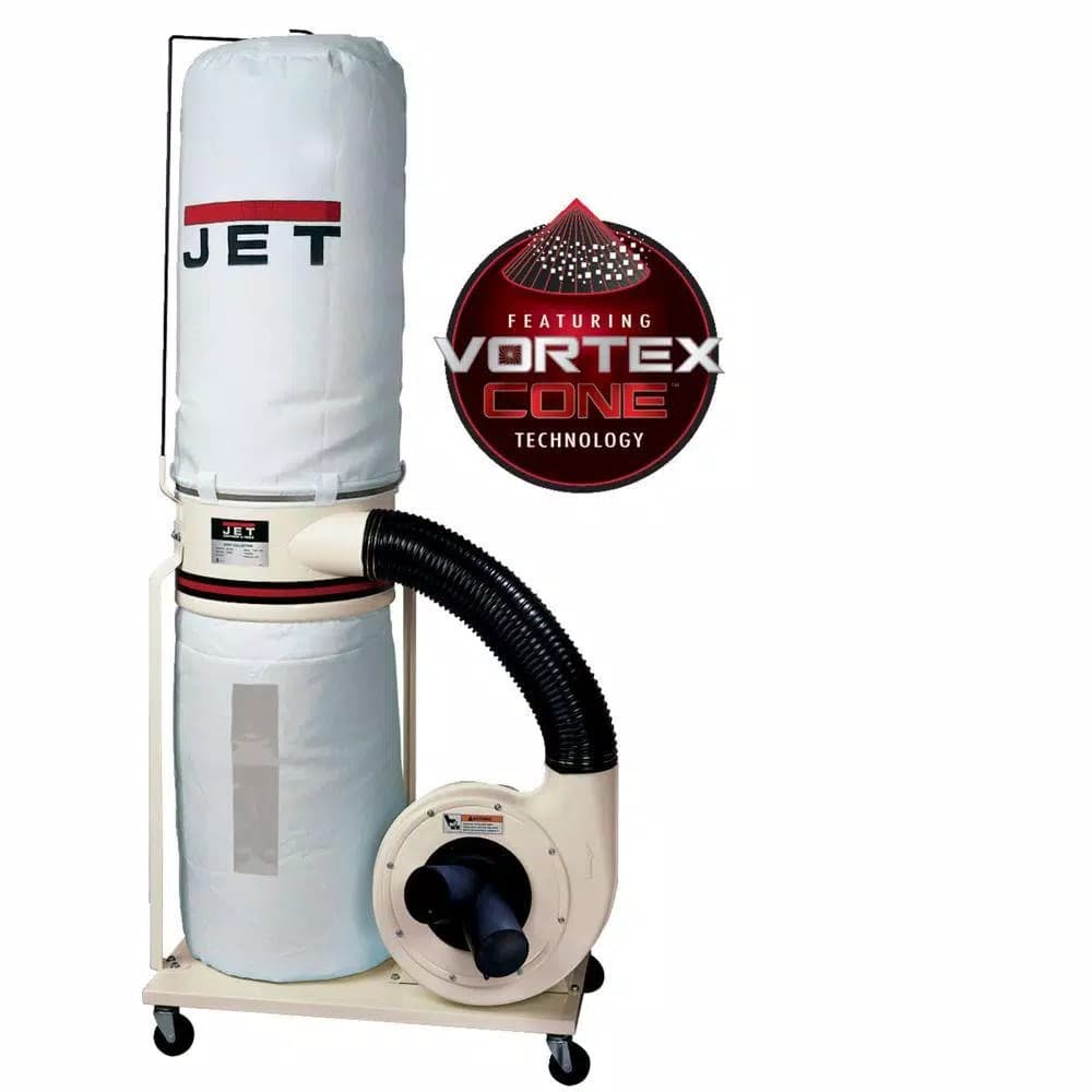 JET DC-1100VX-5M 1.5 HP 1100 CFM Dust Collector with Vortex Cone and 5-Micron Filter