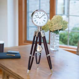 FirsTime 28 in. Tripod Pendulum Tabletop Analog Clock - Chrome and Espresso thumbnail 1