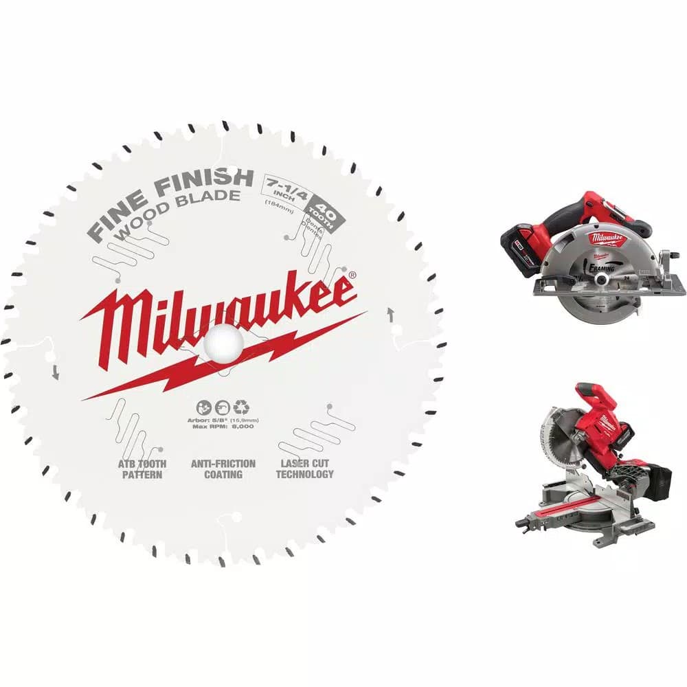 Milwaukee 7-1/4 in. 40-Tooth Fine Finish Circular Saw Blade