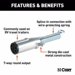 CURT 7-Way Round Trailer Connector Plug with Spring (Male End) thumbnail 2