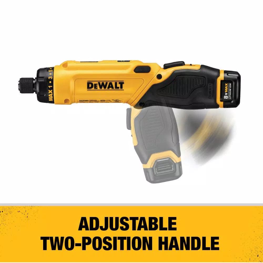 DEWALT 8V MAX Cordless Gyroscopic Screwdriver Kit with 1.0 Ah Battery, Charger & Bag