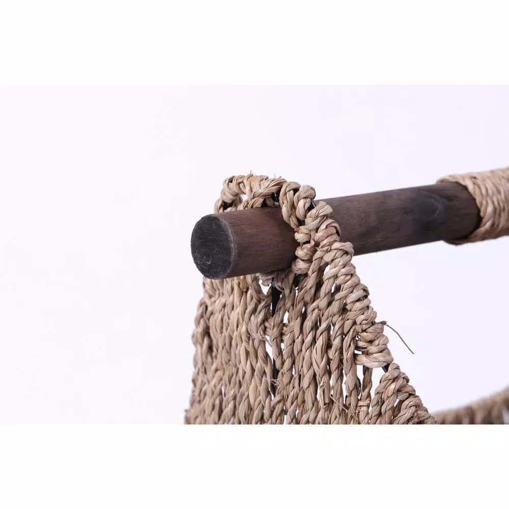 Unbranded Seagrass Magazine and Toilet Paper Holder Basket with Wooden Rod - Natural