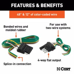 CURT 4-Way Flat Trailer Connector Kit with 12" and 48" Wires thumbnail 3
