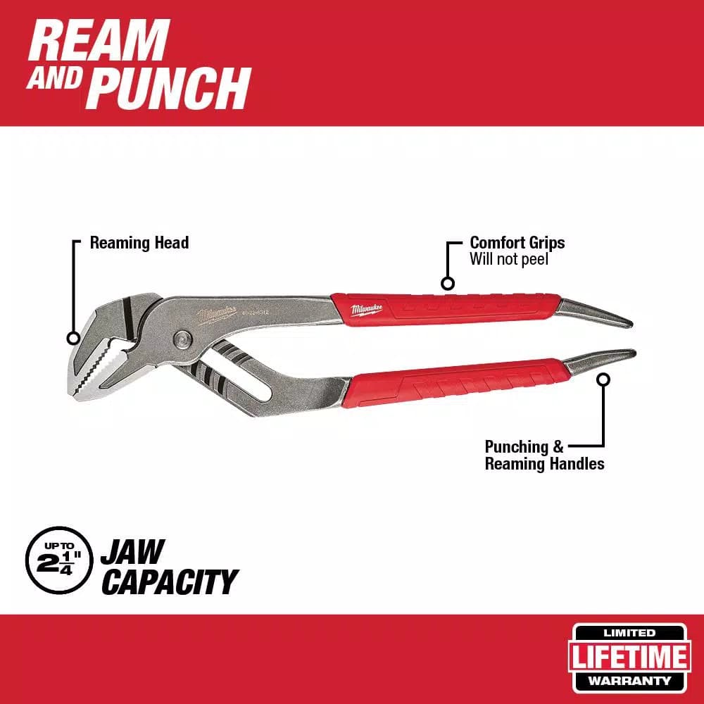 Milwaukee 12 in. Ream and Punch Straight-Jaw Pliers