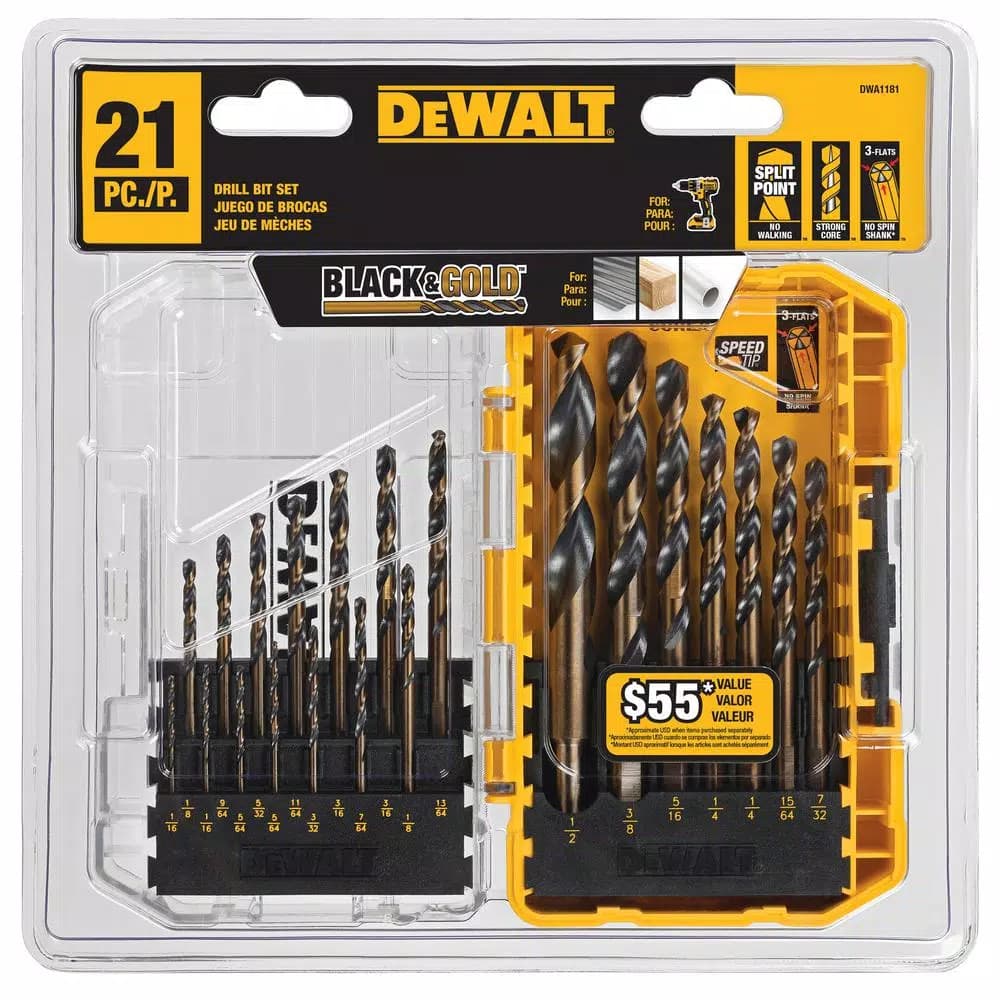 DEWALT 21-Piece Black Oxide Twist Drill Bit Set