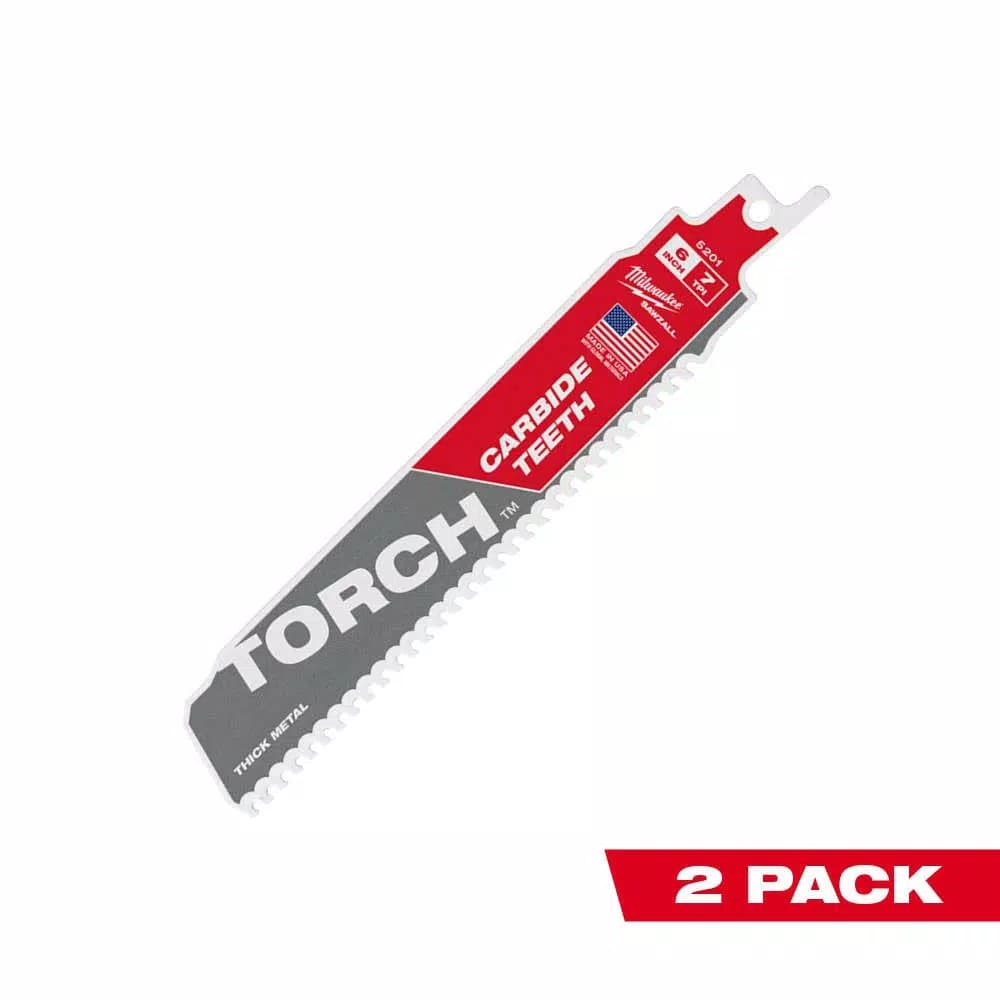 Milwaukee 6 in. 7 TPI Torch Carbide Teeth Metal Cutting Reciprocating Saw Blade (2 Pack)
