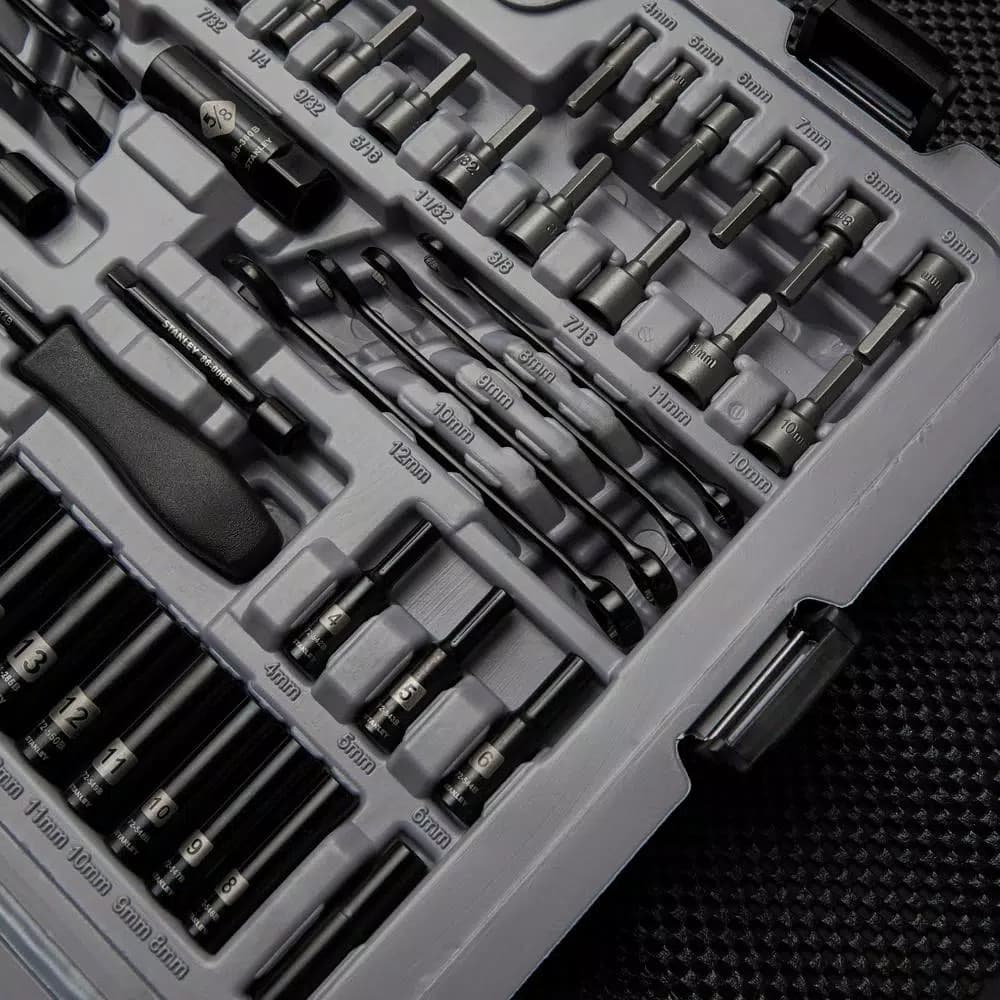 STANLEY 201-Piece Mechanics Tool Set with Black Chrome Finish