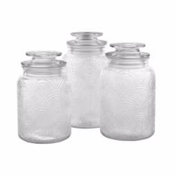 Style Setter 3-Piece Glass Canister Set with Airtight Lids, Art Deco Design thumbnail 2