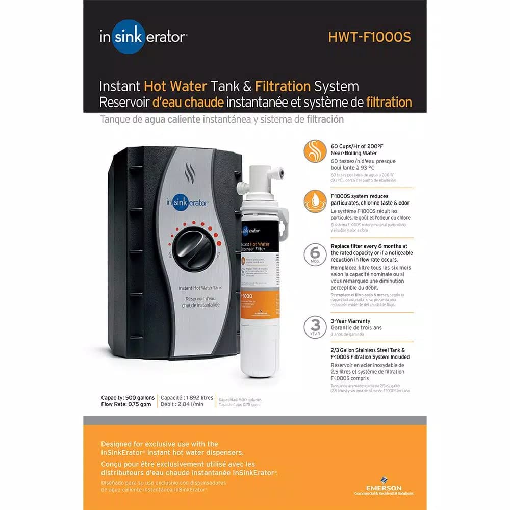 InSinkErator Hot Water Tank and F-1000 Filtration System for Water Dispensers