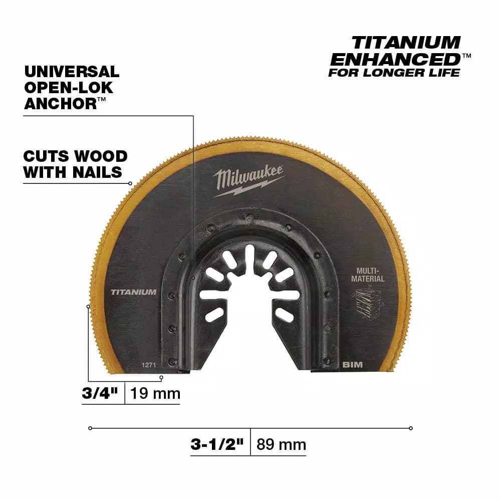 Milwaukee 3-1/2 in. Titanium Enhanced Bi-Metal Segmented Oscillating Multi-Tool Blade