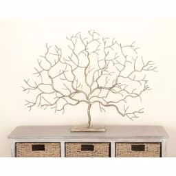 LITTON LANE Natural Reflections 24 in. Rustic Iron Leaf Tree Sculpture, Distressed Silver Finish thumbnail 1