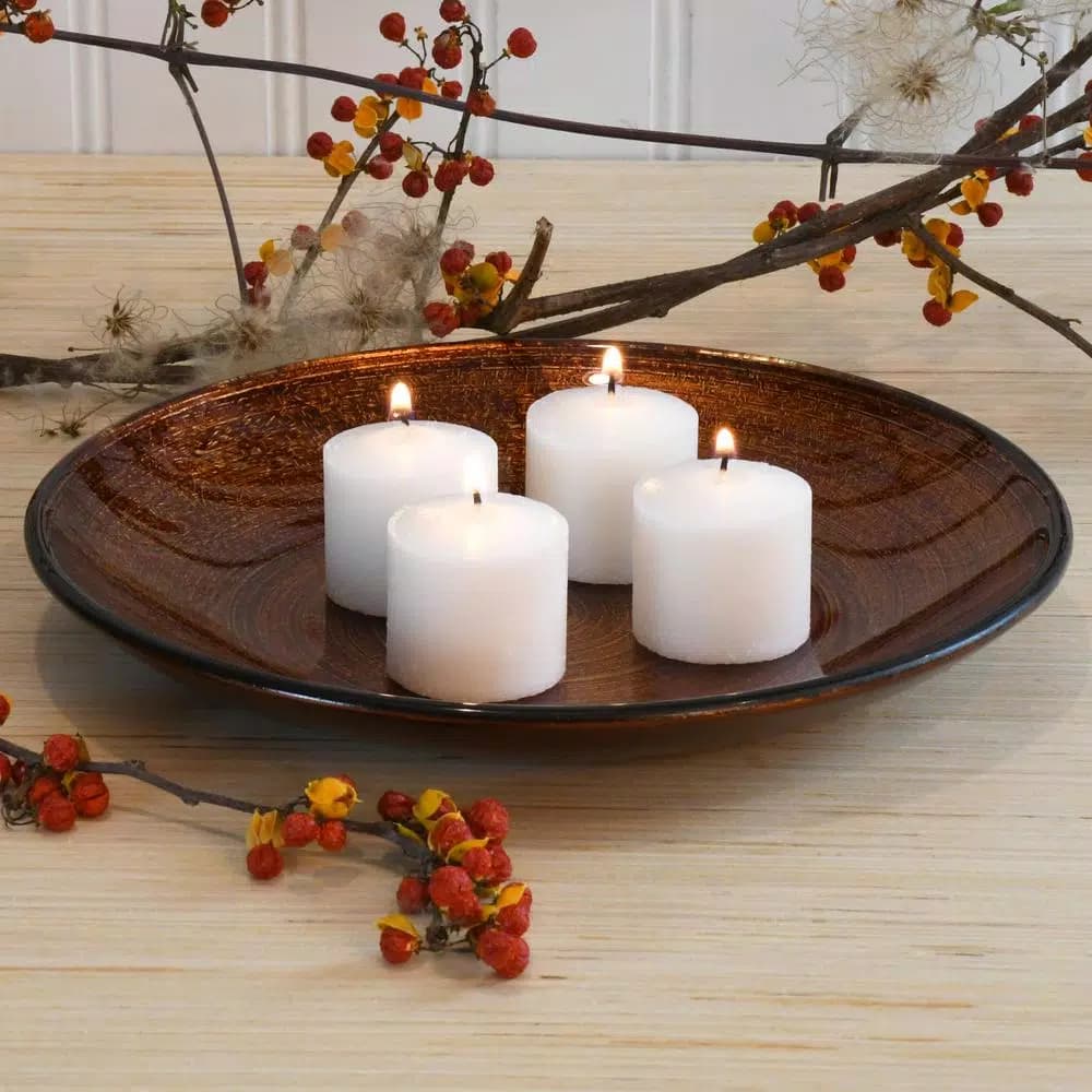 LUMABASE 72-Count White Unscented Votive Candles, 10-Hour Burn Time, Paraffin Wax