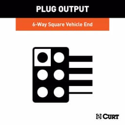 CURT 6-Way Square Trailer Connector Socket with 12" Color-Coded Wires thumbnail 2