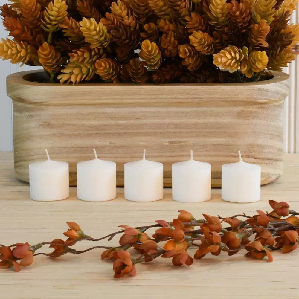 LUMABASE 72-Count White Unscented Votive Candles, 10-Hour Burn Time, Paraffin Wax