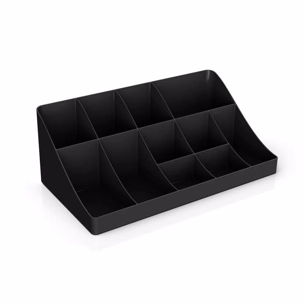 Mind Reader 15-Compartment Coffee Condiment & Cup and Lid Organizer Set, Black