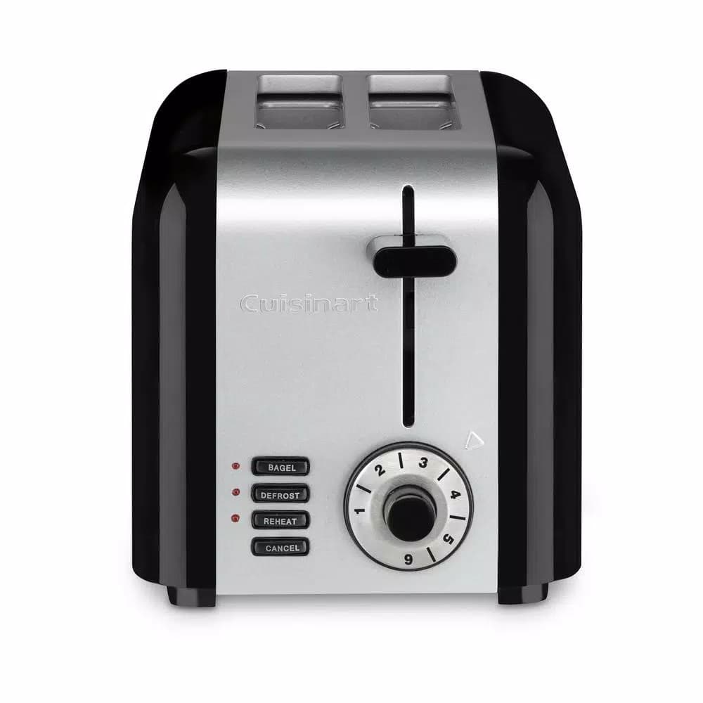 Cuisinart 2-Slice Compact Toaster, Black and Stainless Steel with Wide Slots