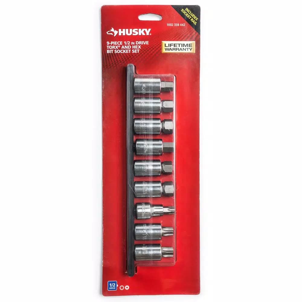 Husky 1/2 in. Drive Hex and Torx Bit Socket Set, 9-Piece