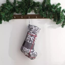 Country Living Faith 17.5 in. Reversible Christmas Stocking - Black, Ivory, and Red Microfiber thumbnail 6