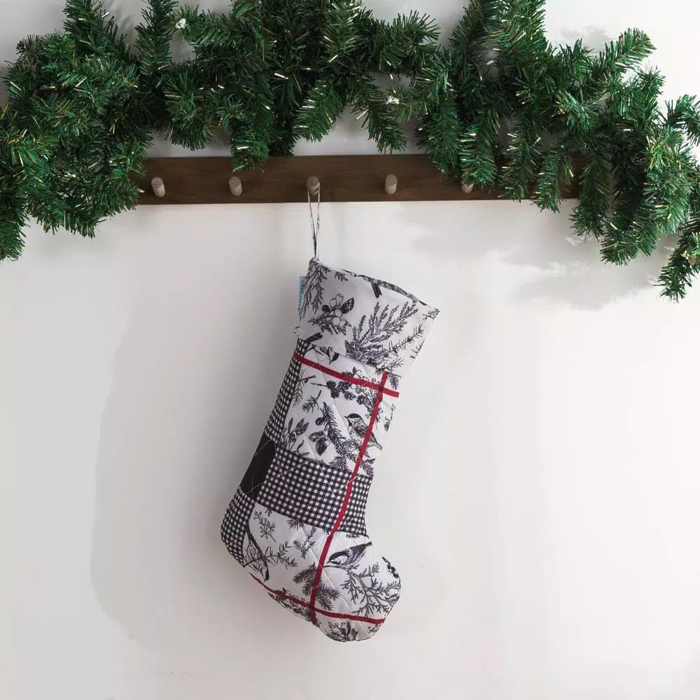 Country Living Faith 17.5 in. Reversible Christmas Stocking - Black, Ivory, and Red Microfiber