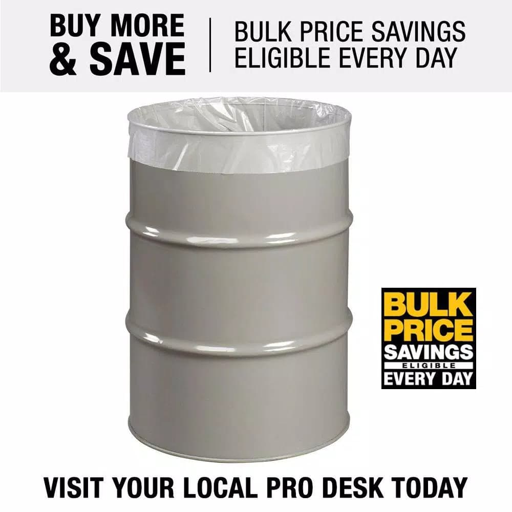 HUSKY 55 Gallon Economy Natural Trash Liners, 0.55 Mil, 200-Count