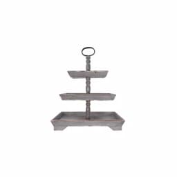 3R Studios Bungalow Lane Grey 3-Tier Decorative Tray with Distressed Wood & Metal Construction thumbnail 3