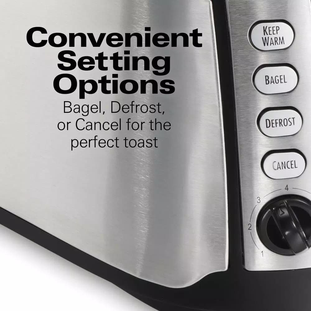 Hamilton Beach 4-Slice Long Slot Toaster with Keep Warm Setting, Black