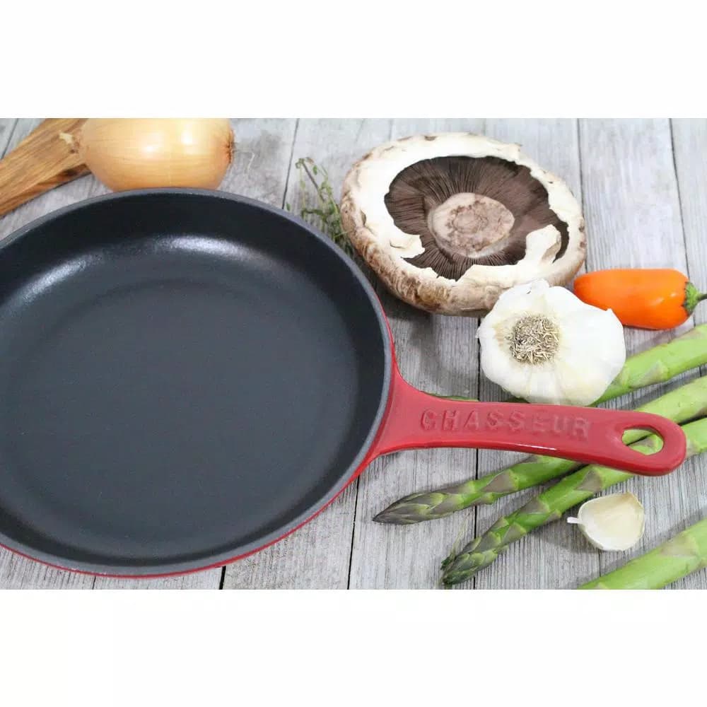 Chasseur 8 in. Red Enameled Cast Iron Frying Pan