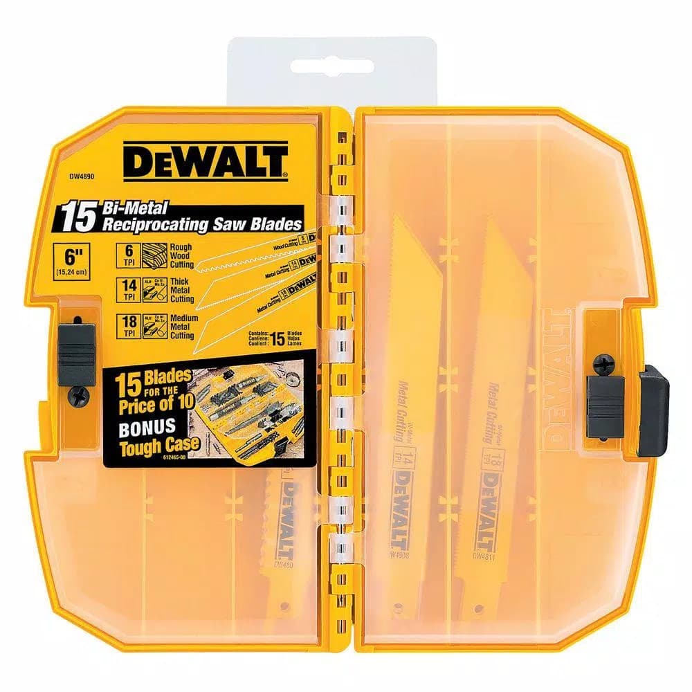 DEWALT 15-Piece Bi-Metal Reciprocating Saw Blade Set with Tough Case