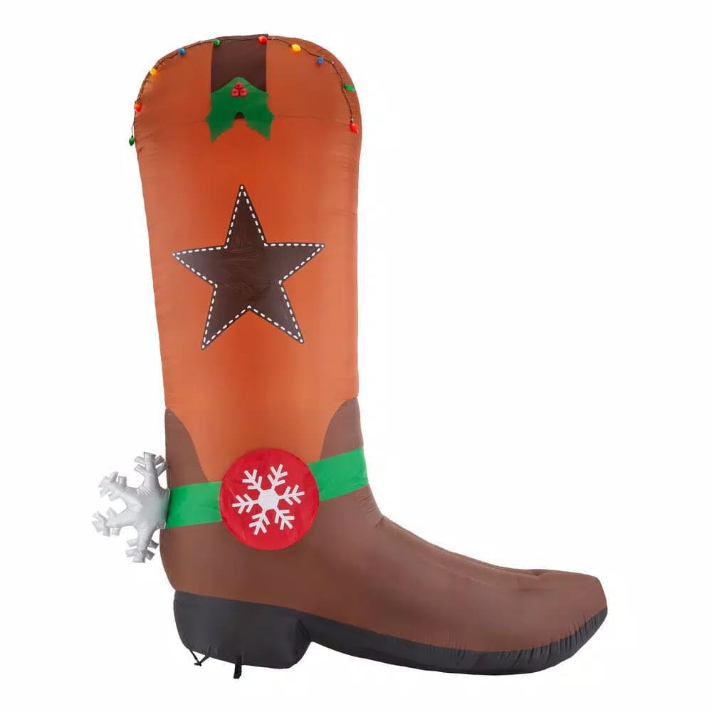 Home Accents Holiday 11 ft Giant LED Inflatable Cowboy Boot Christmas Yard Decoration