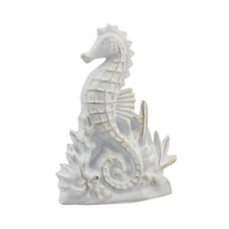 Stonebriar Collection Stonebriar White and Gold Cast Iron Seahorse Door Stopper & Nautical Decor thumbnail 2