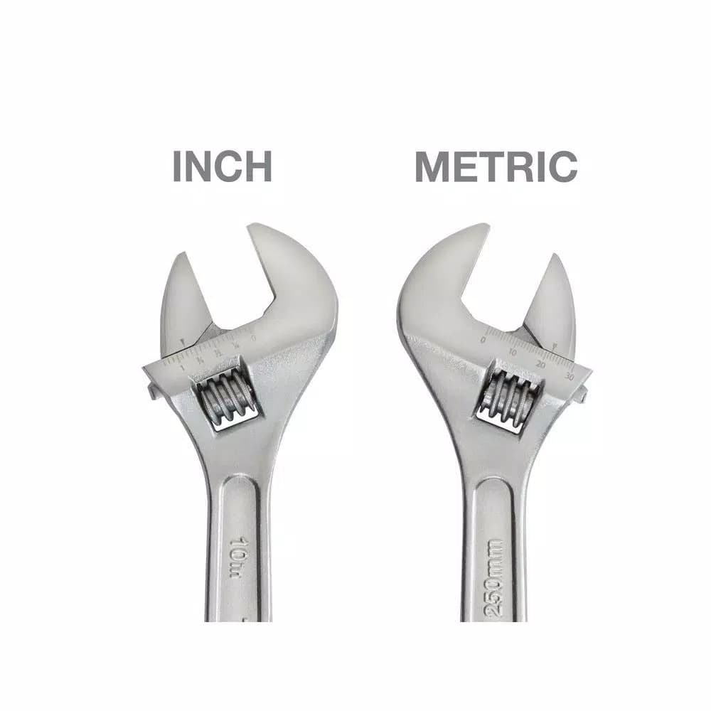 TEKTON 10 in. Adjustable Wrench, Carbon Steel with Satin Chrome Finish