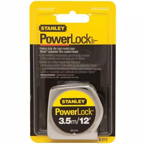 Stanley PowerLock 12 ft. x 1/2 in. Tape Measure, Metric/SAE Dual Scale with Cast-Metal Housing