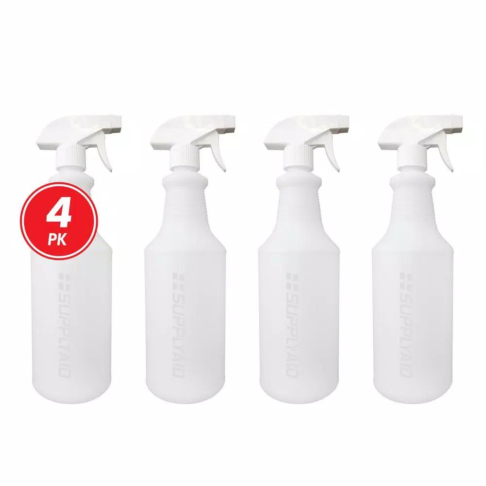 SUPPLYAID 32 oz. All-Purpose Leak-Proof Plastic Spray Bottles with Adjustable Nozzle, 4-Pack
