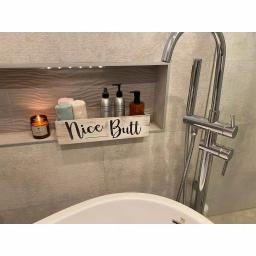 Admired By Nature Nice Butt Rustic Wooden Bathroom Decor Box, Farmhouse Toilet Tank Organizer Tray thumbnail 4