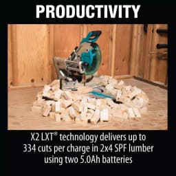 Makita 18V X2 LXT 10 in. Brushless Dual-Bevel Sliding Compound Miter Saw Kit with 4 5.0 Ah Batteries & Charger thumbnail 9