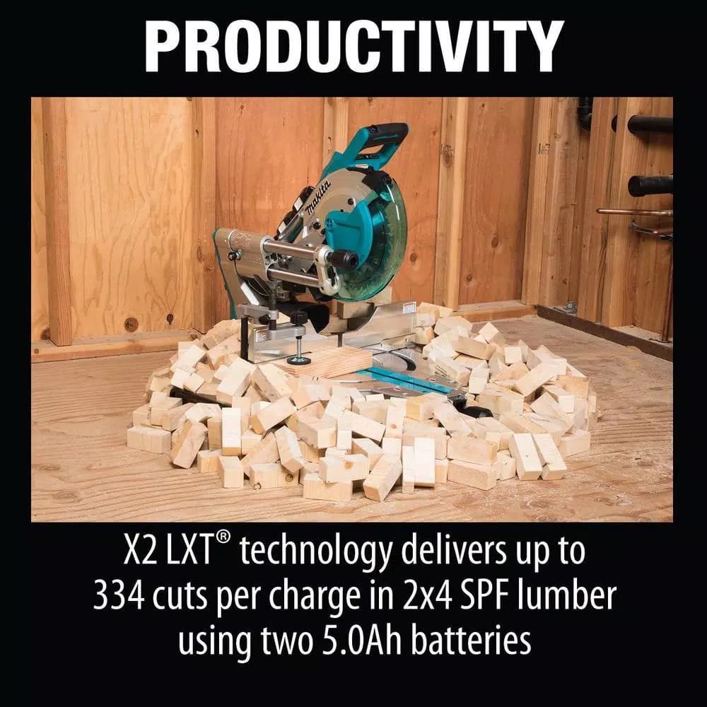 Makita 18V X2 LXT 10 in. Brushless Dual-Bevel Sliding Compound Miter Saw Kit with 4 5.0 Ah Batteries & Charger