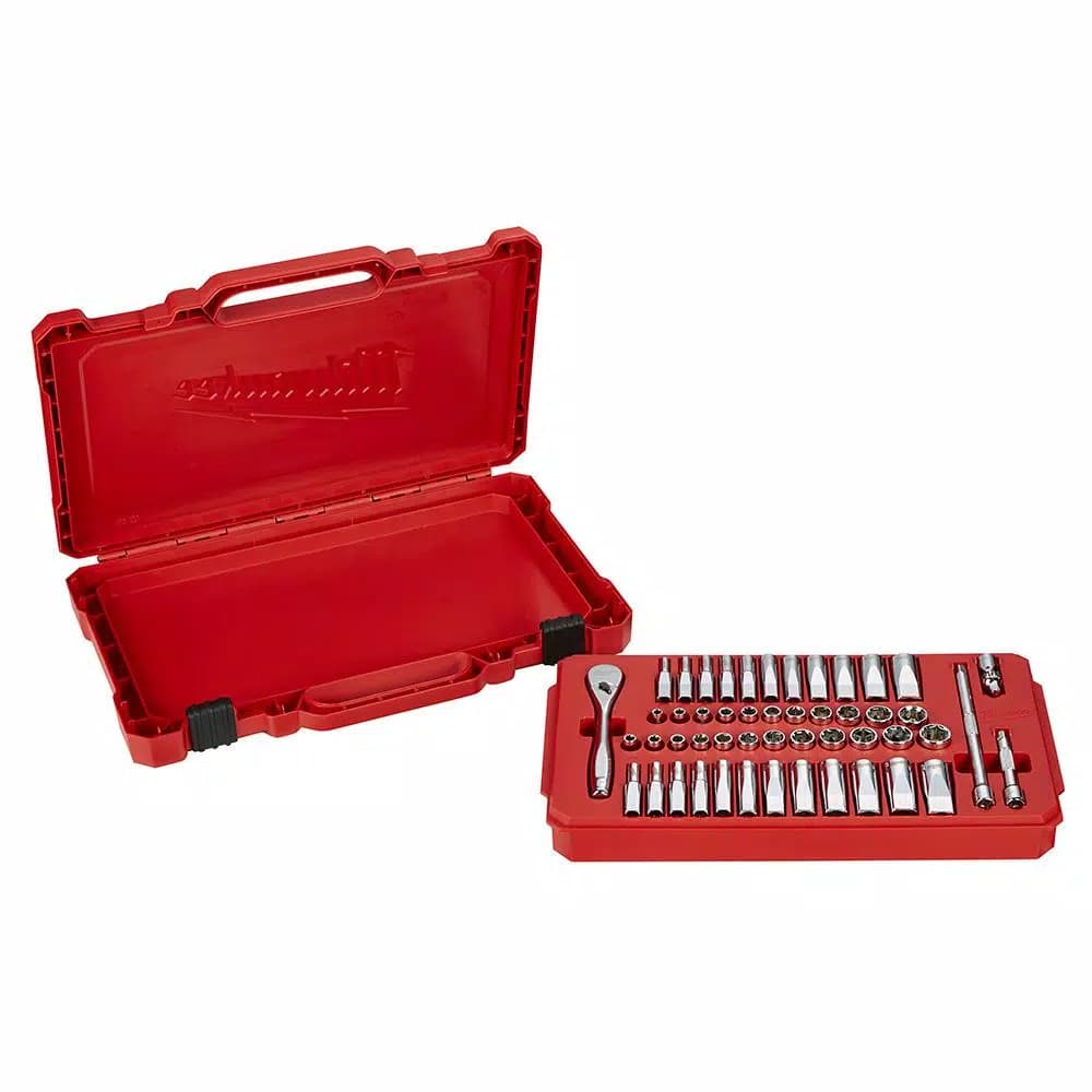 Milwaukee 50-Piece 1/4 in. Drive SAE/Metric Ratchet and Socket Set