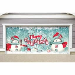 My Door Decor 7 ft. x 16 ft. Snowman Merry Christmas Garage Door Banner, Outdoor Vinyl Holiday Decor thumbnail 2