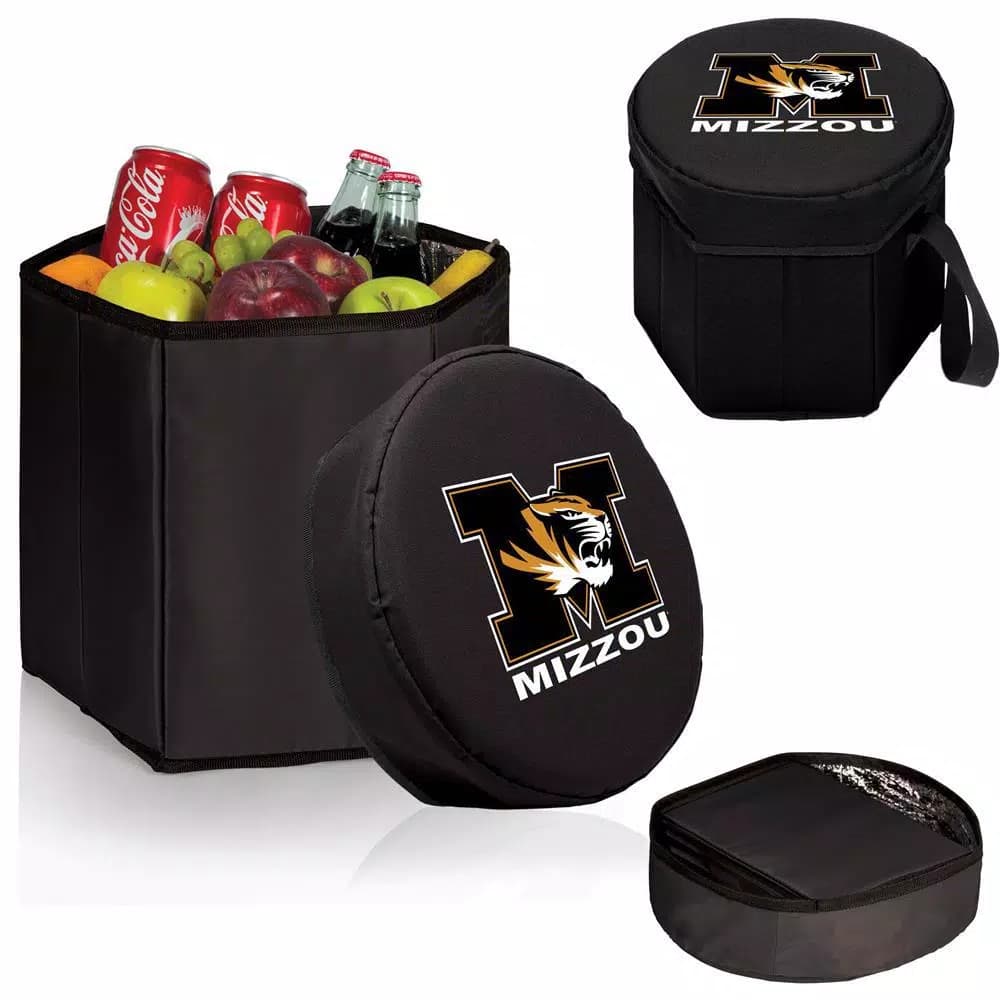 Picnic Time Mizzou Tigers 12 Qt. Black Bongo Collapsible Soft-Side Cooler