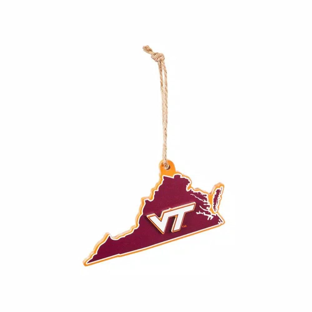 Team Sports America Virginia Tech NCAA Team State Shaped Wood Christmas Ornament