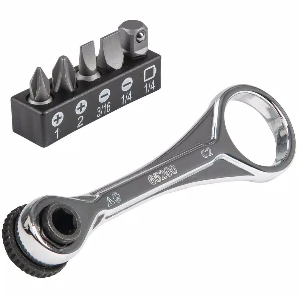 Klein Tools 1/4 in. Drive Mini Ratchet 6-Piece Set with Screwdriver Bits and Nut Drivers