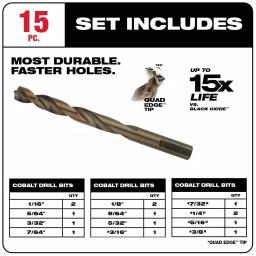 Milwaukee 21-Piece Black Oxide Step Drill Bit and Cobalt Twist Drill Bit Set thumbnail 3