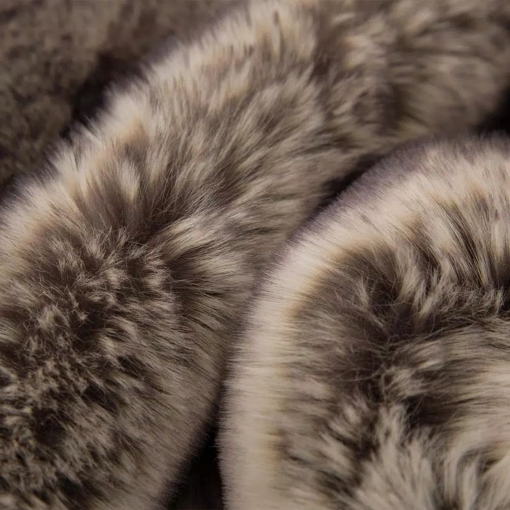Glitzhome 60 in. Ombre Gray Faux Fur Luxury Throw Blanket
